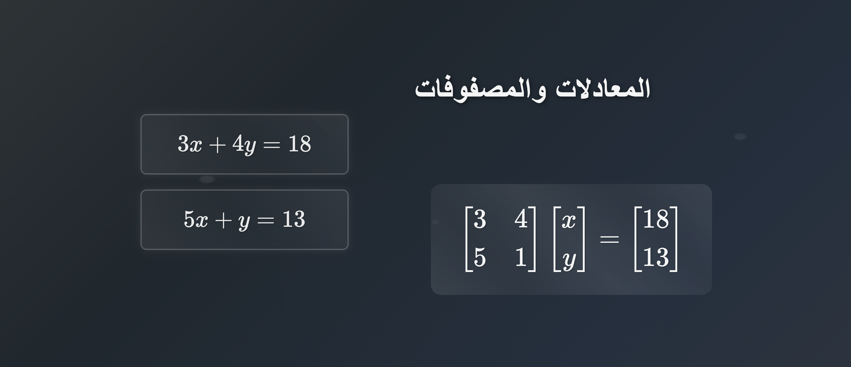 معنى المصفوفات وربطها بالمعادلات 