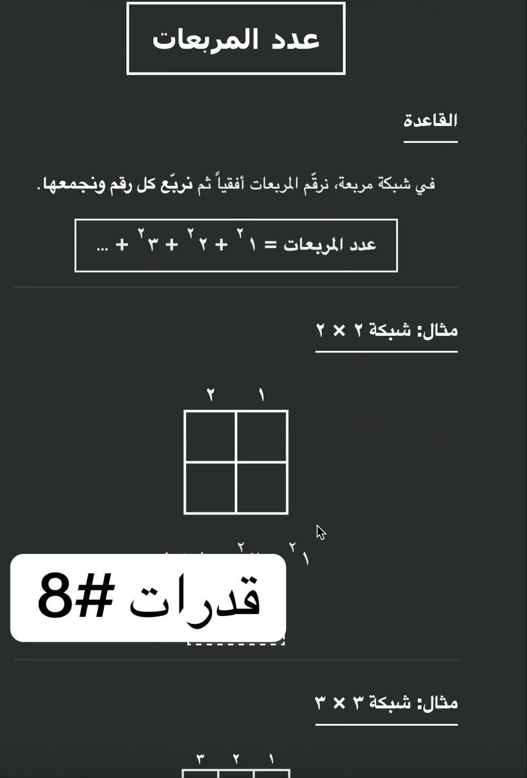 عدد المربعات داخل شكل منتظم