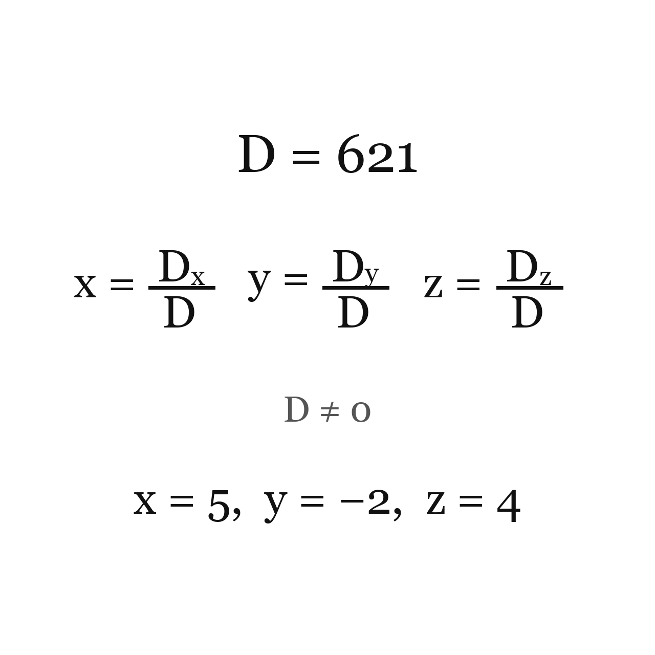 Cramer's Rule for Three Equations